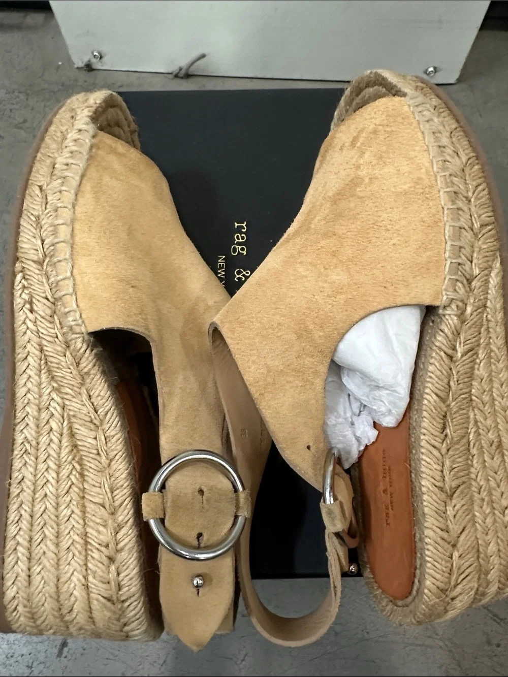 Dune Suede Espadrille Wedge Sandals - Tan